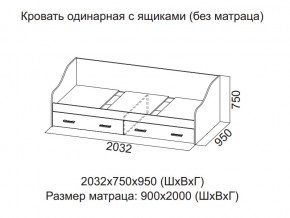 Кровать одинарная с ящиками (Без матраца 0,9*2,0) в Кировграде - kirovgrad.магазин96.com | фото